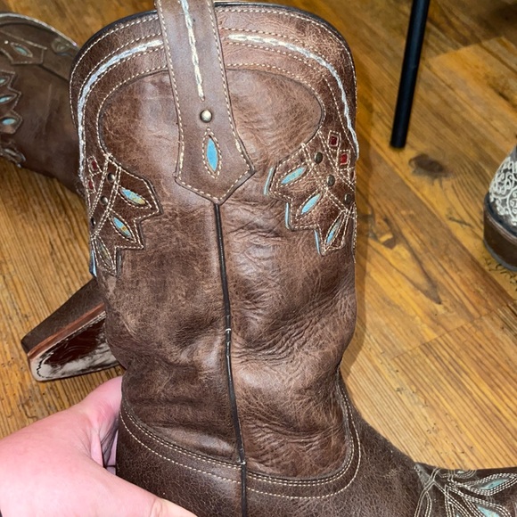 Tony Lama Womens Chocolate Rancho Western Boots - Picture 2 of 6